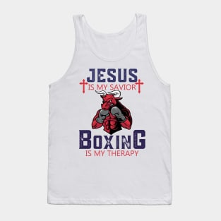 Jesus Is My Savior Boxing Is My Therapy Tank Top